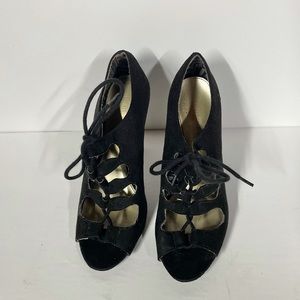 Black suede heels